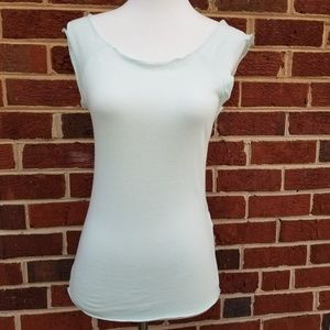 Ruffle scoop neck pastel blue t-shirt Small